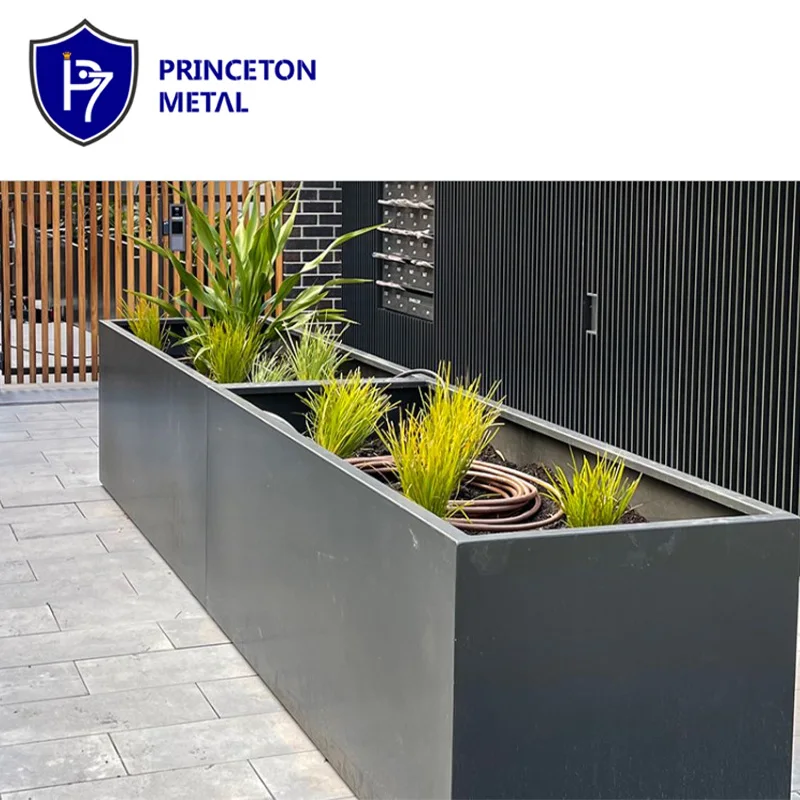 Outdoor flowerpot commercial decorative metal garden aluminum planter restaurant coffee shop