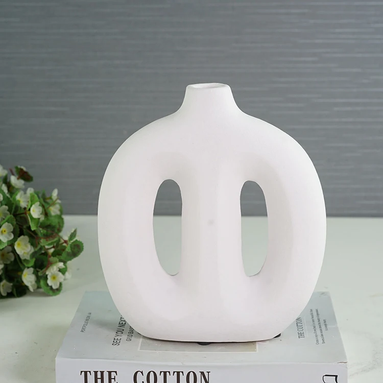 Rough finished modern nordic art irregular home decorative tabletop crafts matte white small vase ornaments ceramic home decor