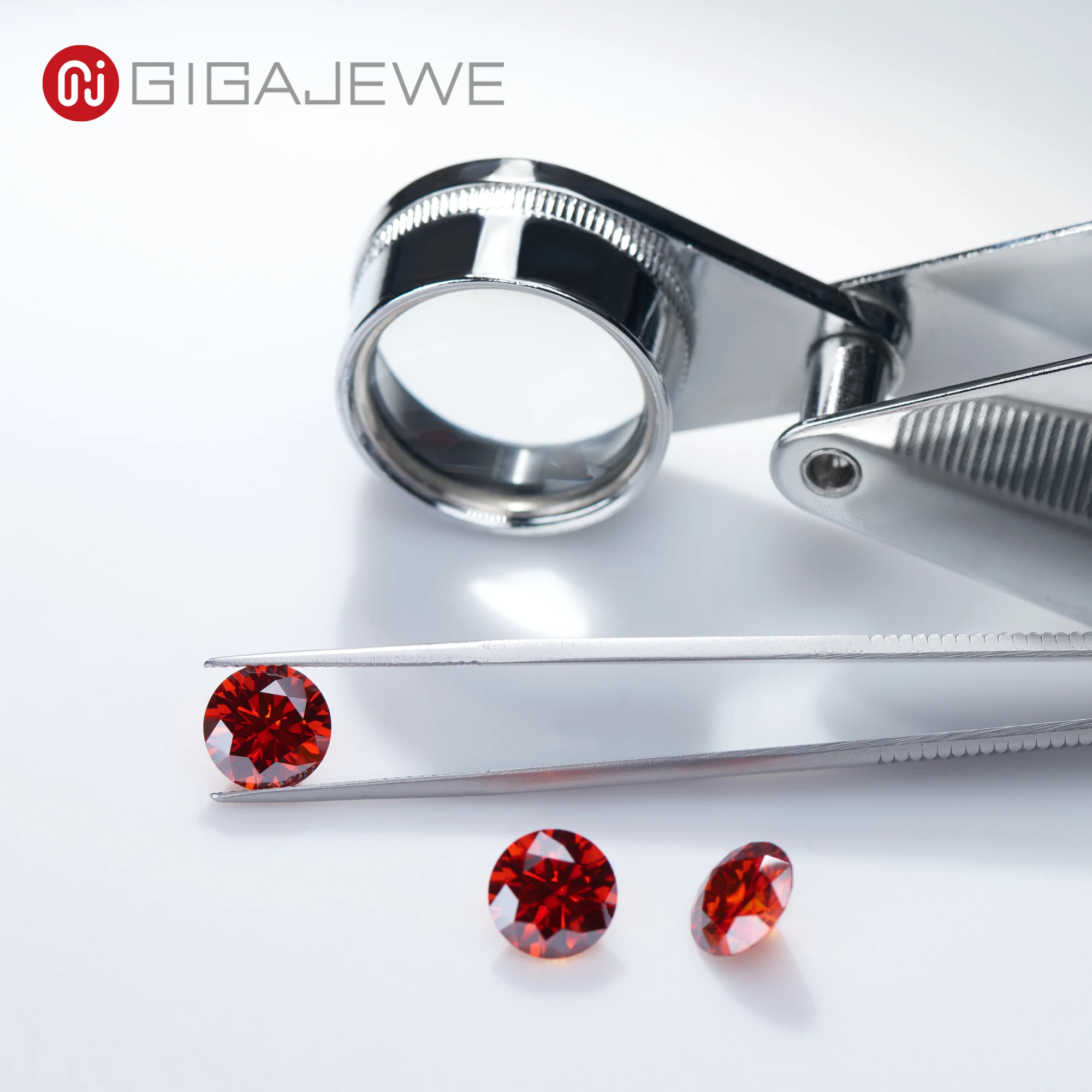 GIGAJEWE Wholesale loose Moissanite diamond round cut Plated red color VVS1 clarity for Jewelry making