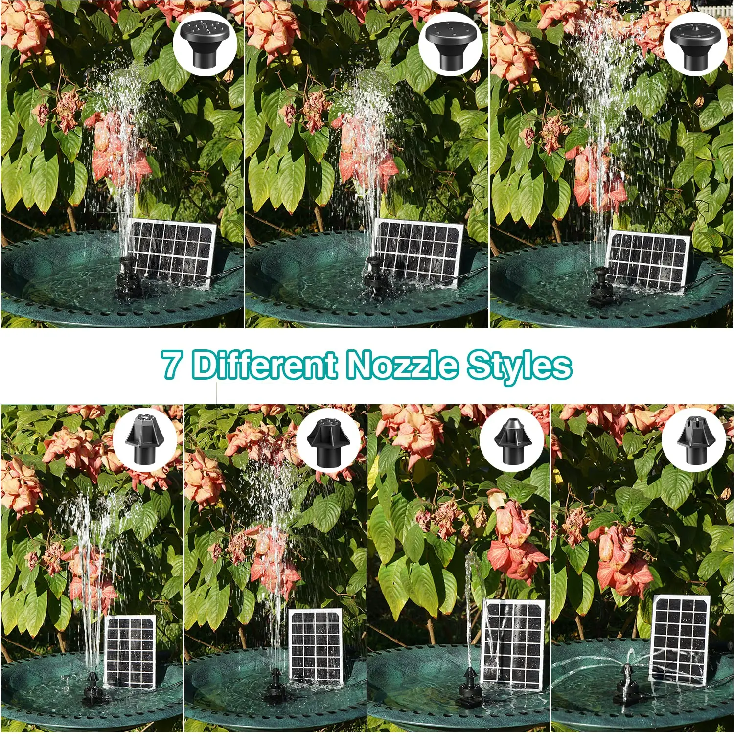 Home Decor Water Ornaments Solar Powered Colorful Fountain 7v 3.5w Floating Solar Water Fountain