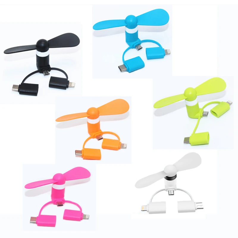 3 в 1 портативный мини-вентилятор для мобильного телефона