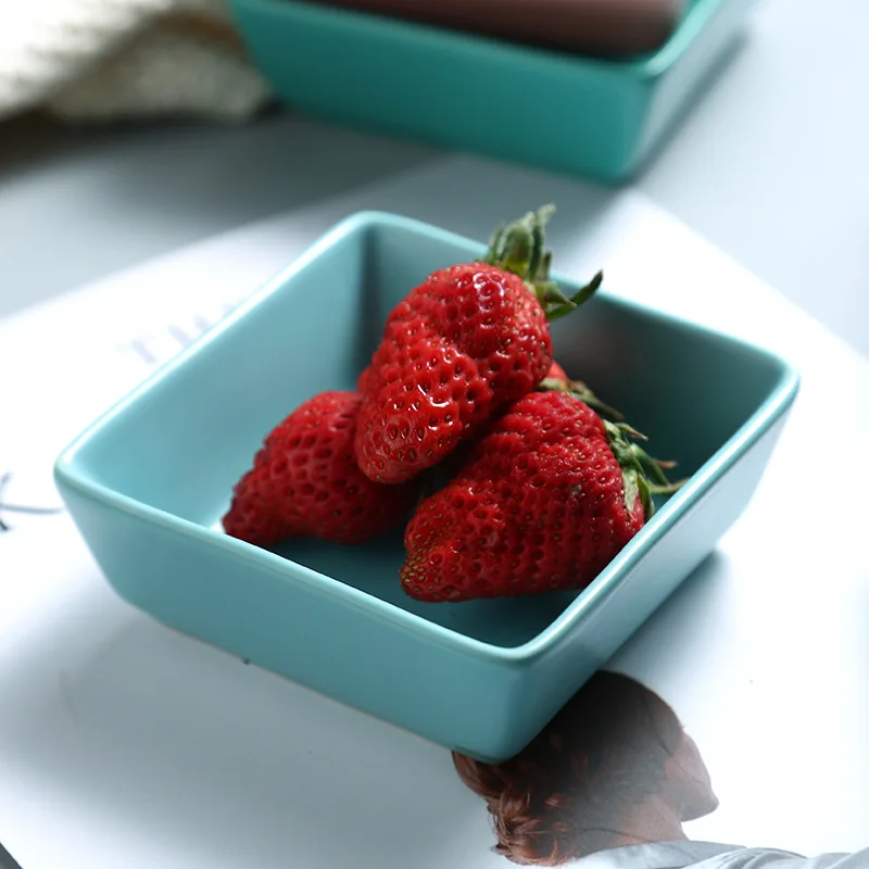 
Ceramic plate drop glaze square ceramic flavor dish solid color household ceramic pickle tableware set has a variety of colors 