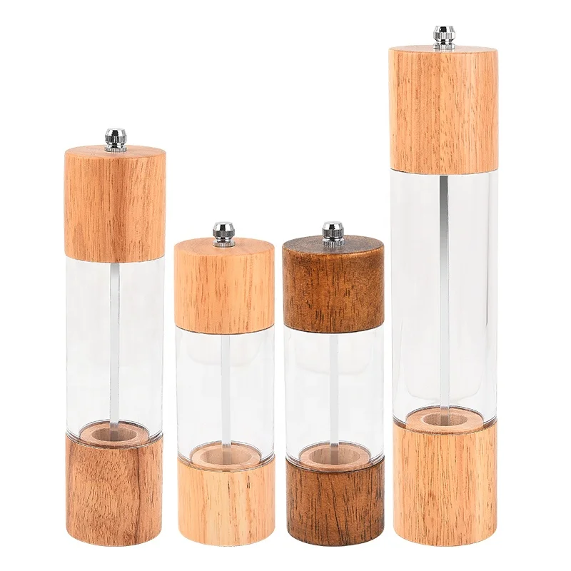 Pepper grinder acacia wood salt and pepper mill acrylic pepper grinder with ceramic core