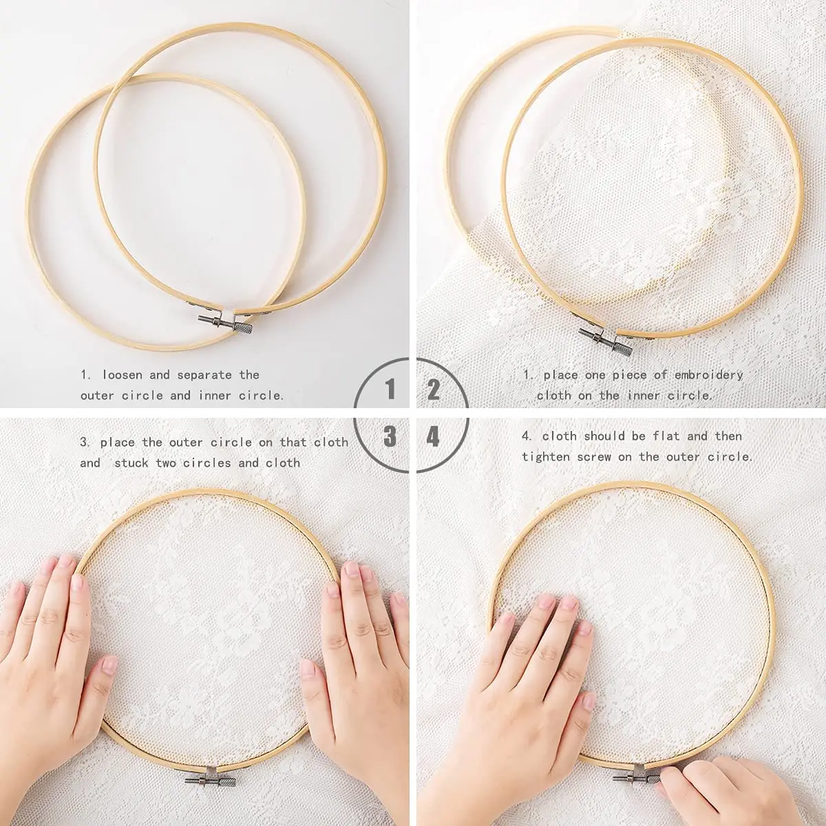 7.87IN Wooden Bamboo Floral Hoop Macrame Craft Hoop Ring Bamboo Frame bamboo circle for DIY Dreamcatcher Ring