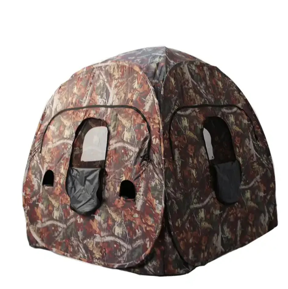 Pop Up 3 Person Easy Set Up Low Noise Hunting Camouflage Ground Blind Mossy Oak Break Up Country