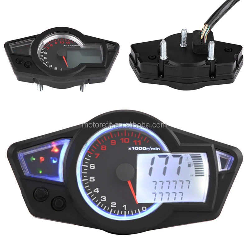 Motorefit Motorcycle LCD Speedometer Motorcycle Digital Odometer Speedometer Tachometer Fit for 2&4 Cylinders