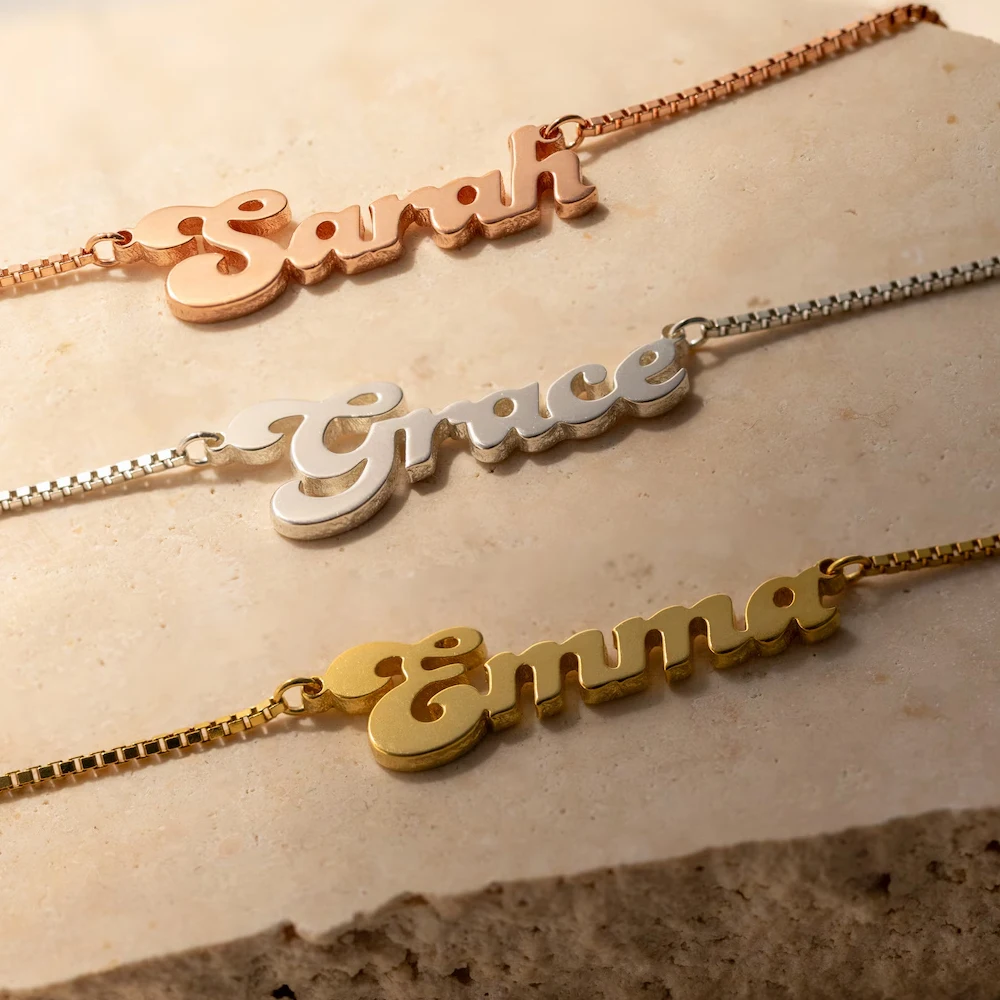 Fashion stainless steel jewelry personalized name letter necklace necklace for women rose gold plated  necklaces with names