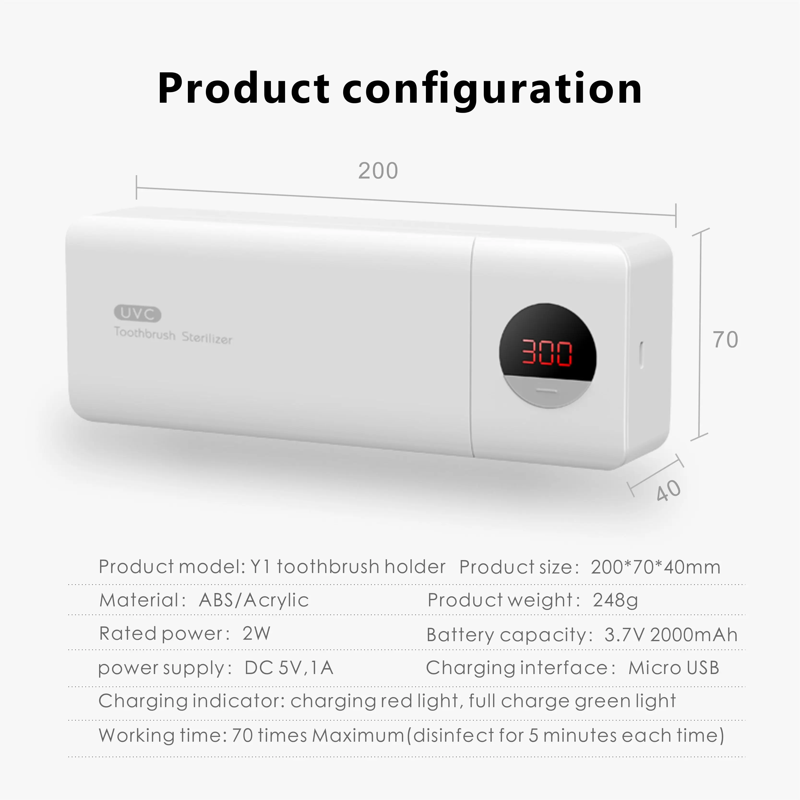 2021 Most Popular Wall Mounted Portable Rechargeable USB UVC LED Toothbrush Sterilizer Holder
