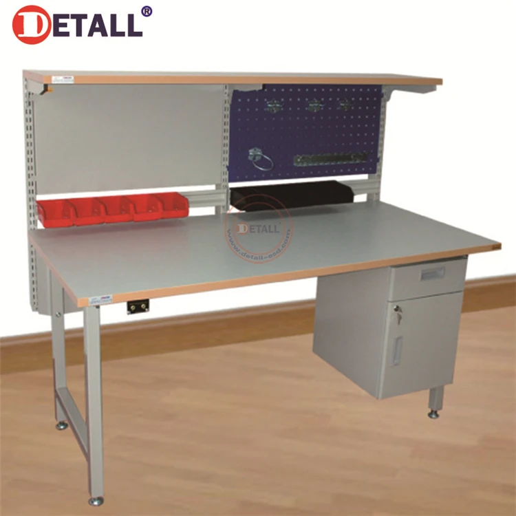 Detall electronics lab workbench for testing laboratory equipment