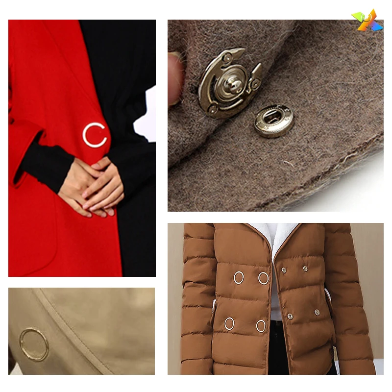 Ring Custom Pattern Logo Square Garment Buttons Metal Snap Garment Buttons 201 Four Parts Snap Button