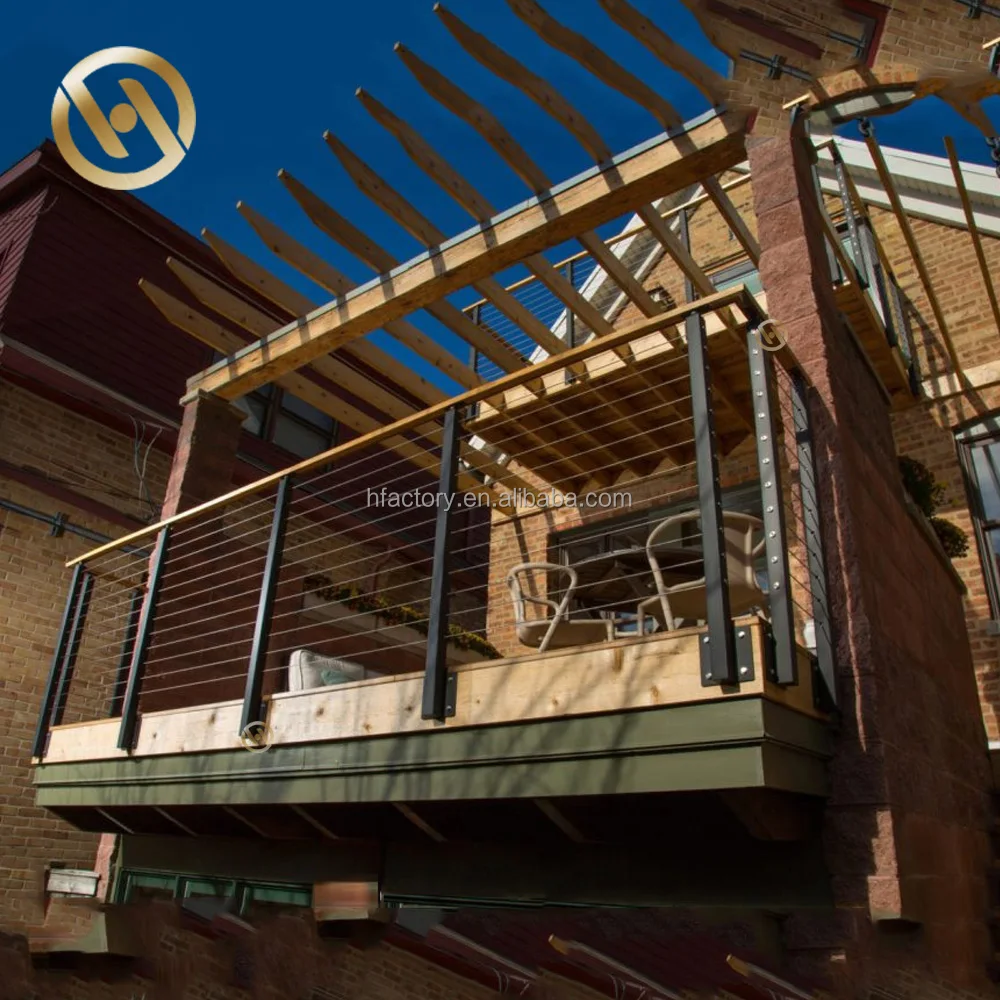 HJ Adjustable Stainless Steel Cable Balustrade System Exterior Interior Deck Wire Rope Railing