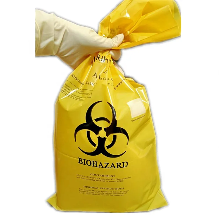 Plastic Customized Biohazard Medical Waste Disposal Autoclave Bag with high temperature tag