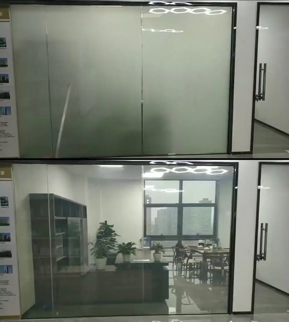 Switchable Smart Glass Electrical Self-adhesive PDLC Film Privacy Window Glass Size Customized Laminated Tint Color Glass Film
