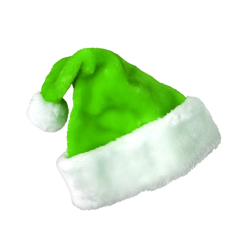 BSCI Promotional adult custom logo 30*38cm red santa hat plush christmas hat for party