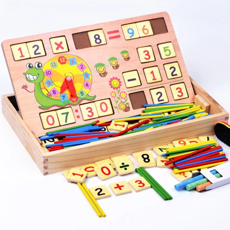 wood counting stick multifunction sets Montessori wooden learning tablets
