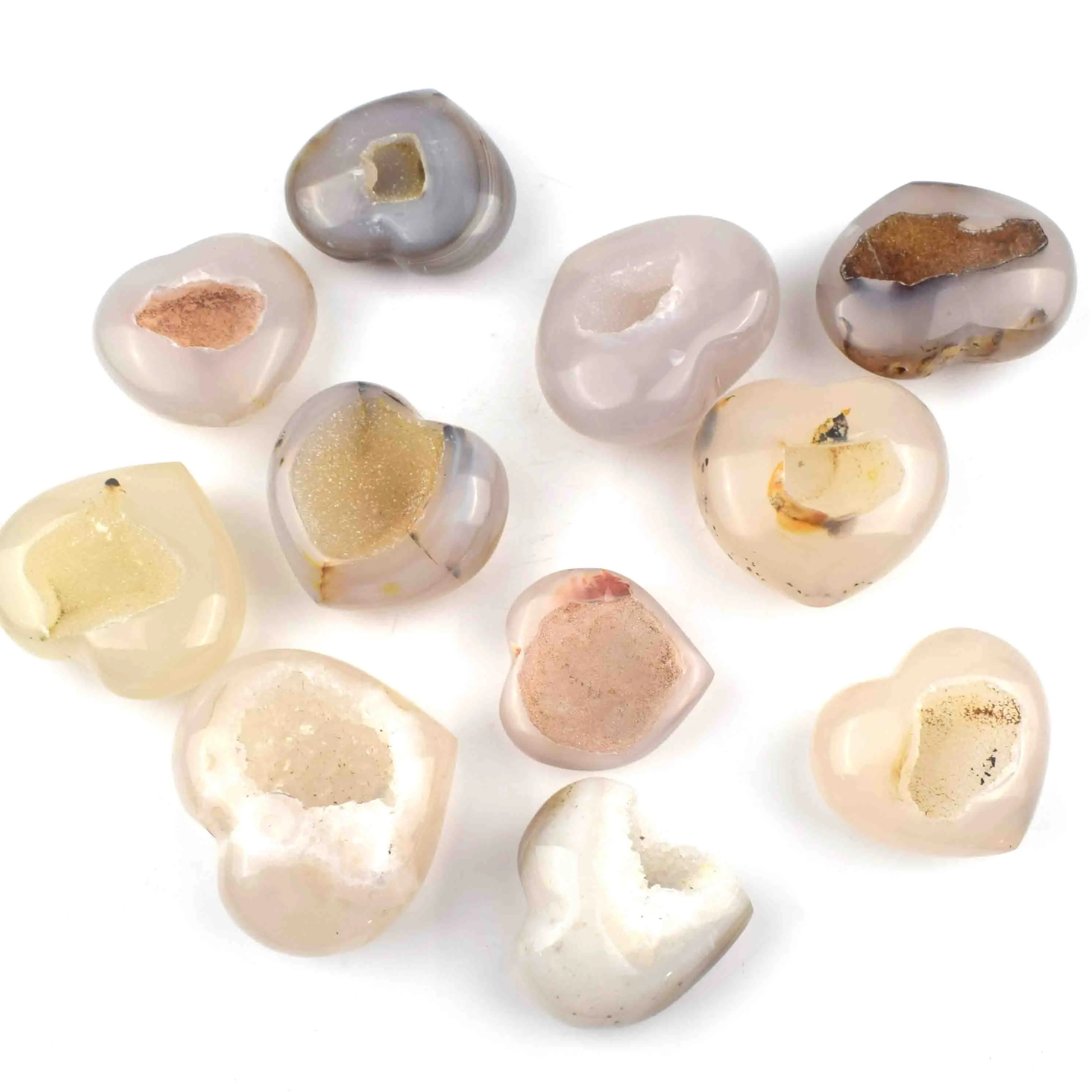 Wholesale Natural Crystals Heart Polished Druze Geode Agate For Decoration