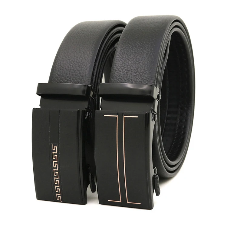 Fashion Men belt PU leather automatic belt Ratchet Iron buckle Cheaper price man belts
