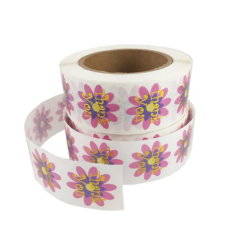1.5inch 500pcs/Roll Round Floral Thank You Stickers Black wedding Gifts Evenlop Sealing Packaging Labels Sticker Roll