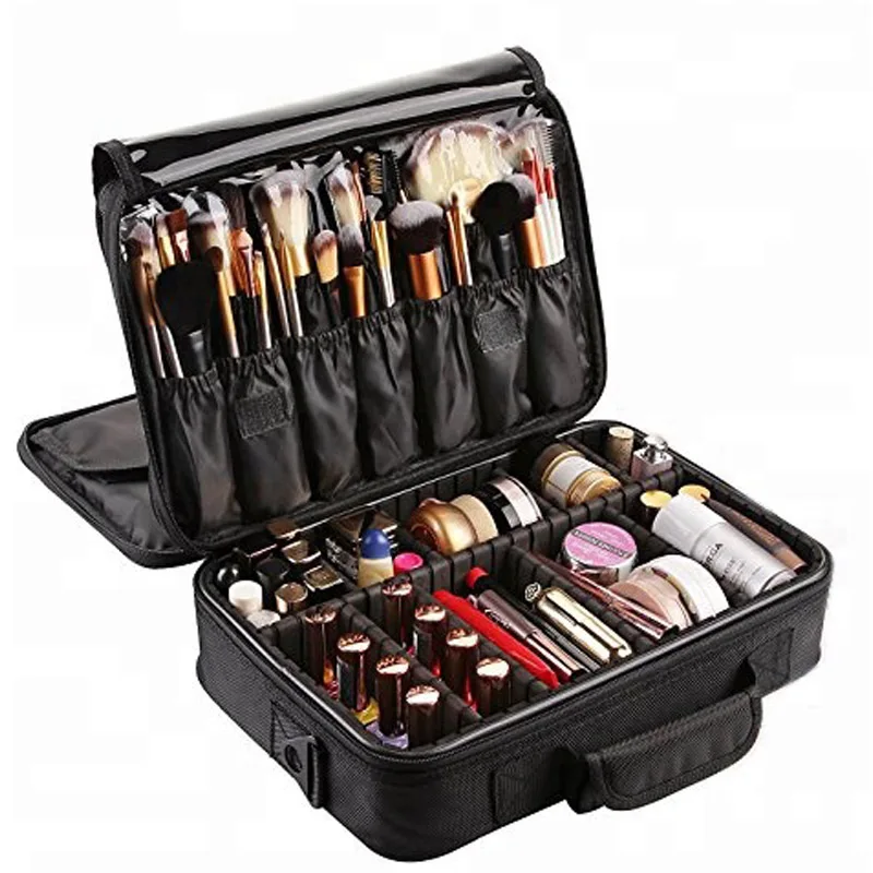 3 Layers Waterproof Makeup Bag Travel canvas cosmetic bag  maquillaje proveedores de china