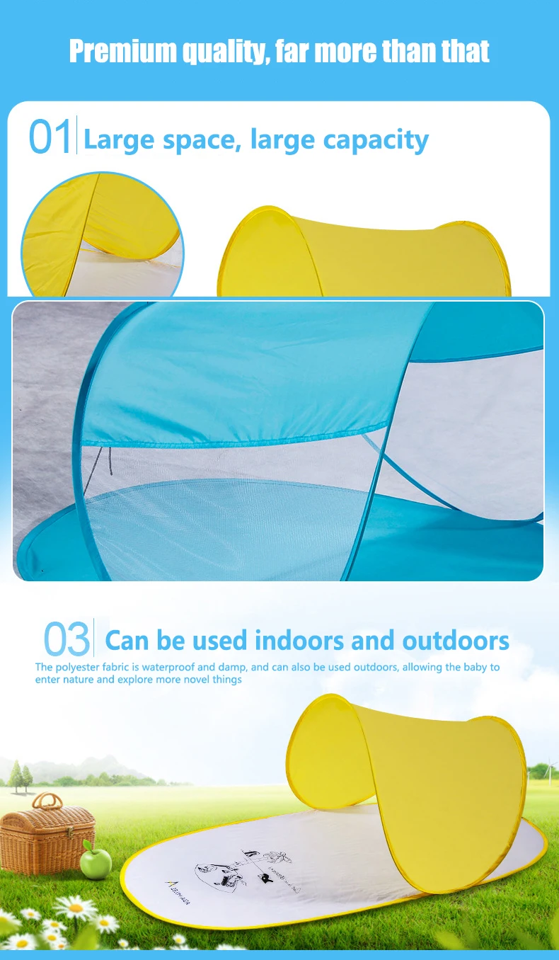 Sun Uv Protection Folding Portable Beach Tent Sun Shelter Children Swimming Pool Baby Pop Up Beach Tent