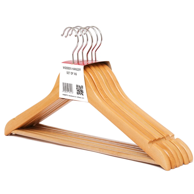 Wholesale High Quality Supermarket Wood Clothes Hangers For Garment Display