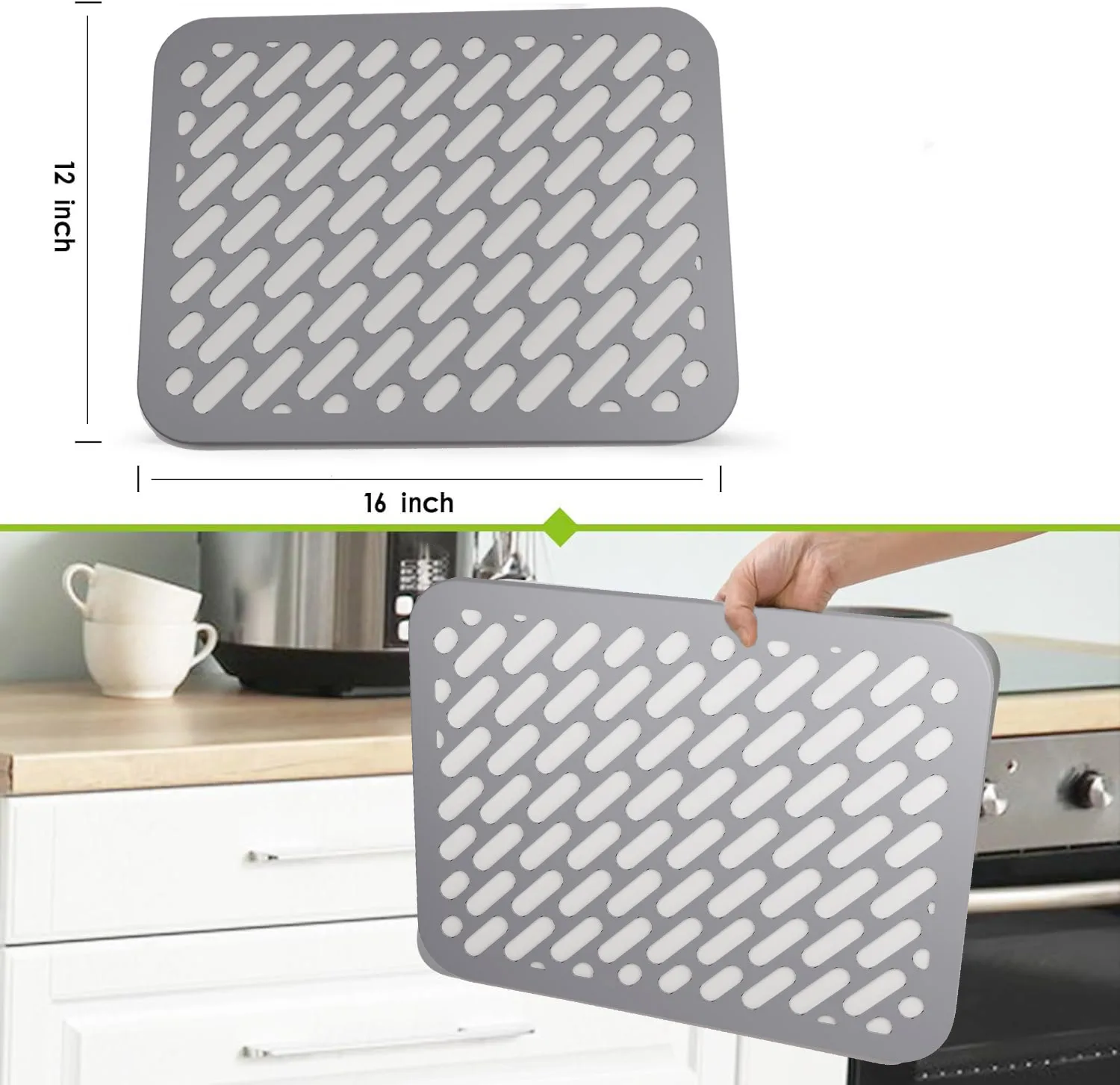 Stone Dish Drying Mats With Silicone Cover for Kitchen Counter Diatomaceous Earth Mat Wrapped in Silicone Webbing to Protect Dis