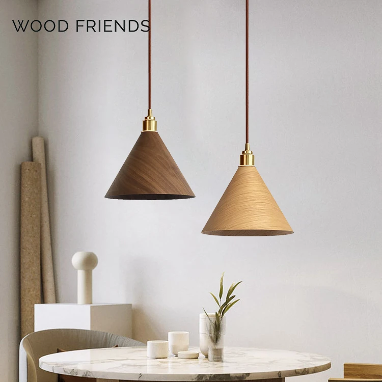 E27 Bulb Restaurant Wood Hanging Lamp Decorative Pendant Light For Dining Table Or Bar