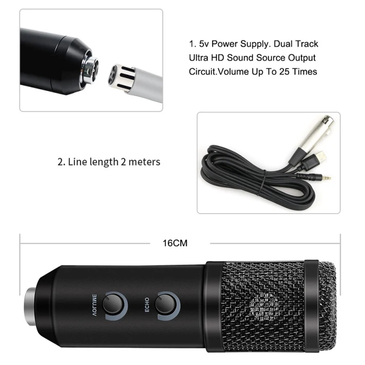 High sensitivity bm 200 podcast studio recording electret condenser microphone pc on live professional set
