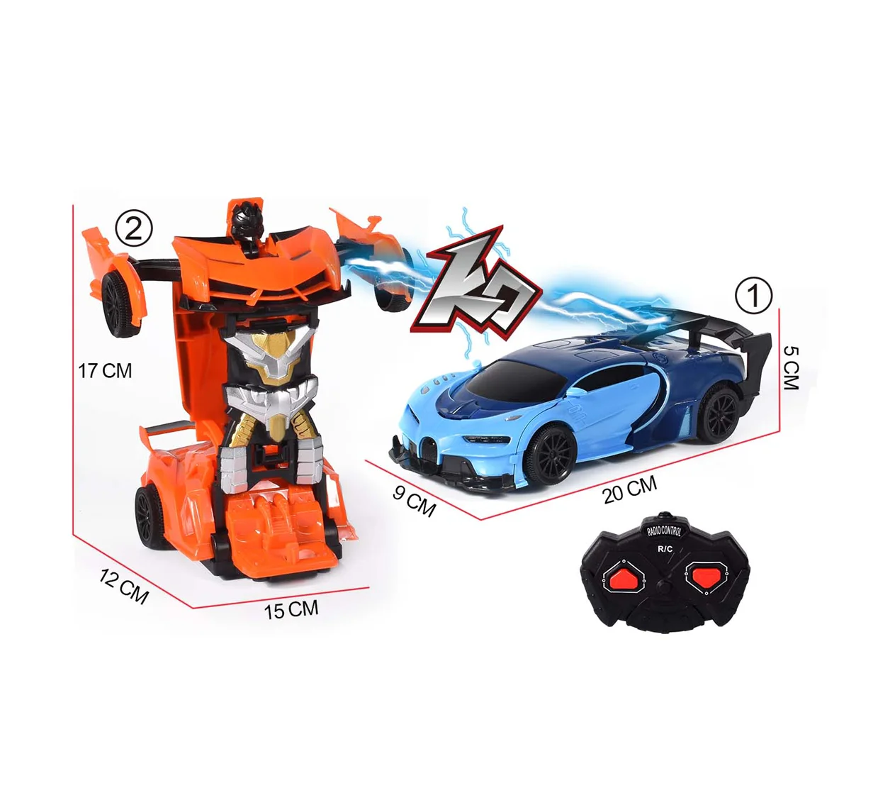 1:20 Remote control car deformation robot 2 through collision deformation light remote control car robot