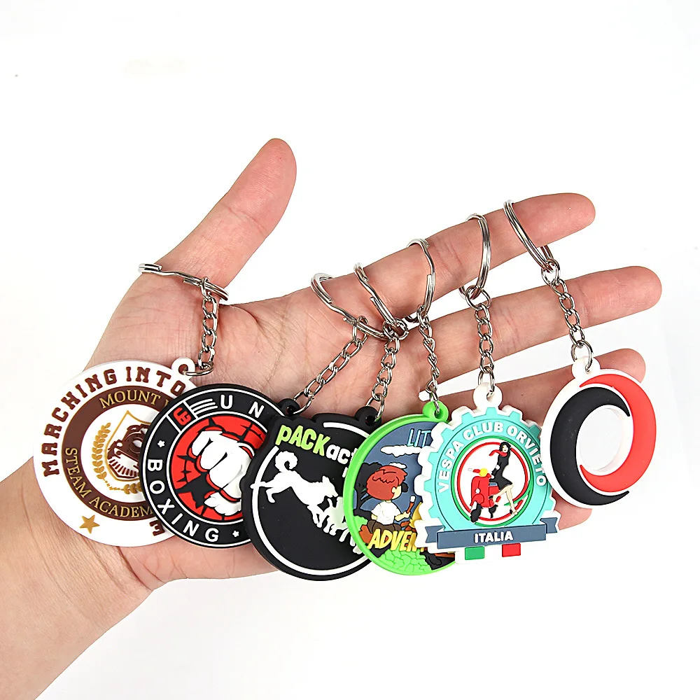 Wholesale Custom 2d/3d Soft Rubber Key Chain Silicone Keyring Plastic PVC Key Holder Chain Personalised Logo Fashion Keychains