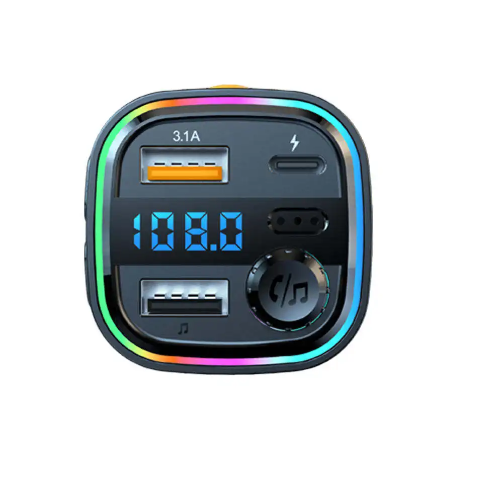 Car Waterproof Socket Dual Ports RGB Light 12V QC3.0 PD Type C Dual USB Fast Charger Cable Car Charger