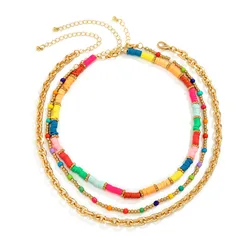 Personality Joker Multilayer Jewelry Suit Polymer Clay Bohemians Colorful Necklace