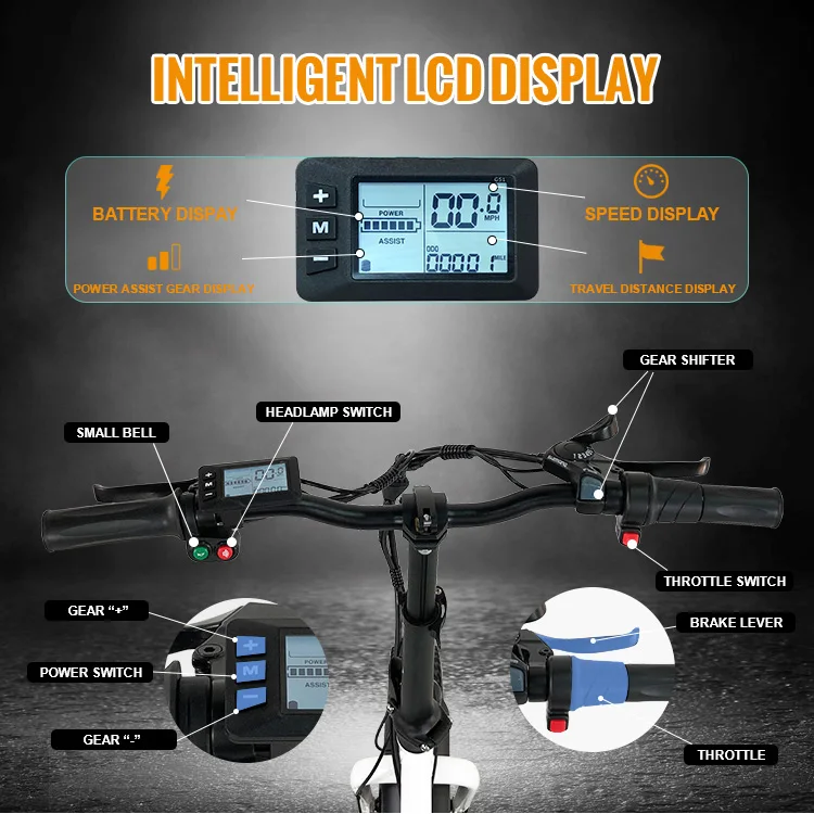 USA Warehouse Powerful 20 inch Fat Tire Folding E bike electric bicycle 48V 500W 750W Foldable Ebike Electric Bike For Adults 6