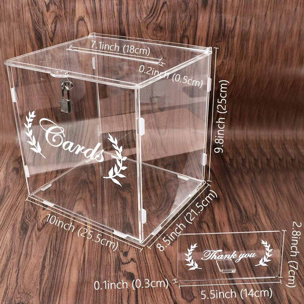 OurWarm 25.5*23*26cm Wedding Anniversary Baby Shower Decoration Acrylic Clear Wedding Card Box with Lock