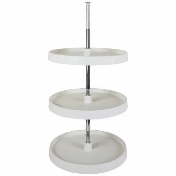 Rotating 360 Degree Revolving Basket PP Bottom Cabinet Furniture Round Three-tire Plastic Lazy Susan Set