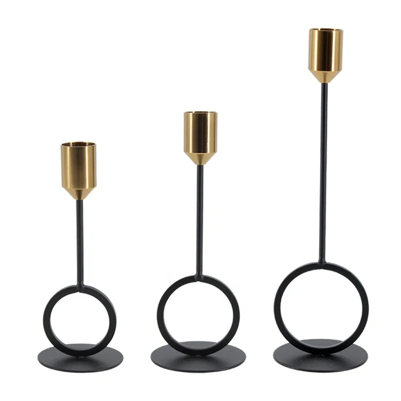 Wholesale Metal Black Simple Modern Taper Candlestick Holders Wedding Bar Party Decor Candle Holder