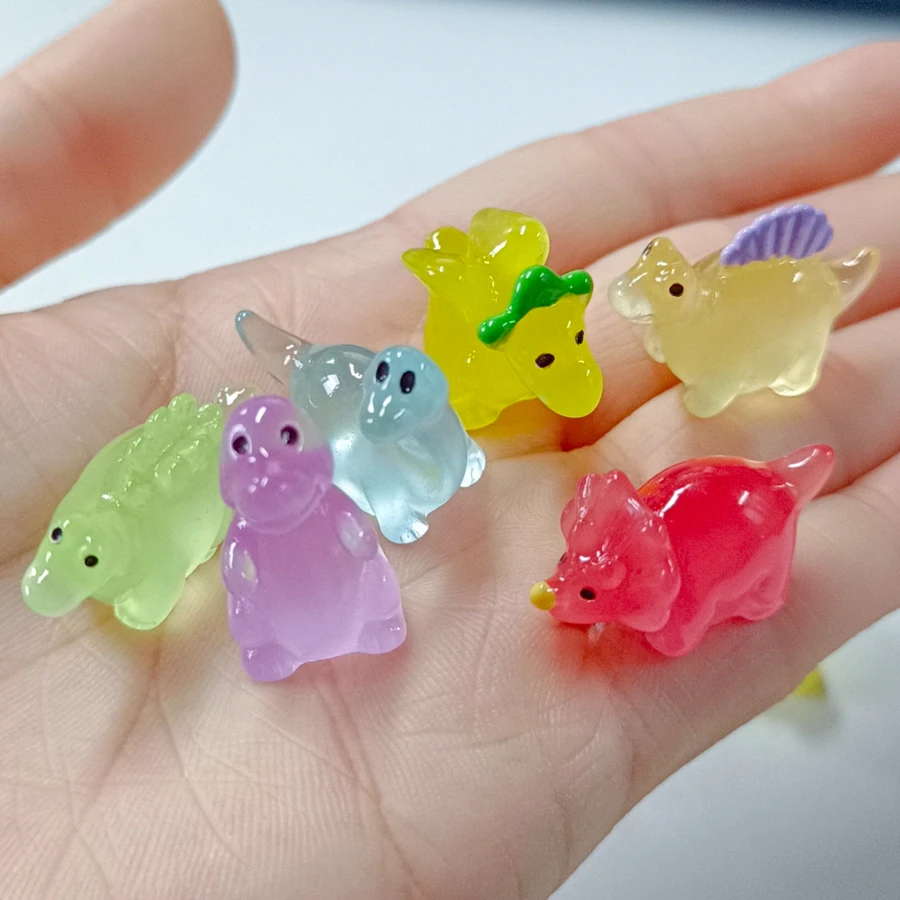 10 Pcs/set Luminous Glowing Resin Dinosaur Ornaments for Garden Yard Lawn Landscape Decorations Animal Desktop Craft Decor