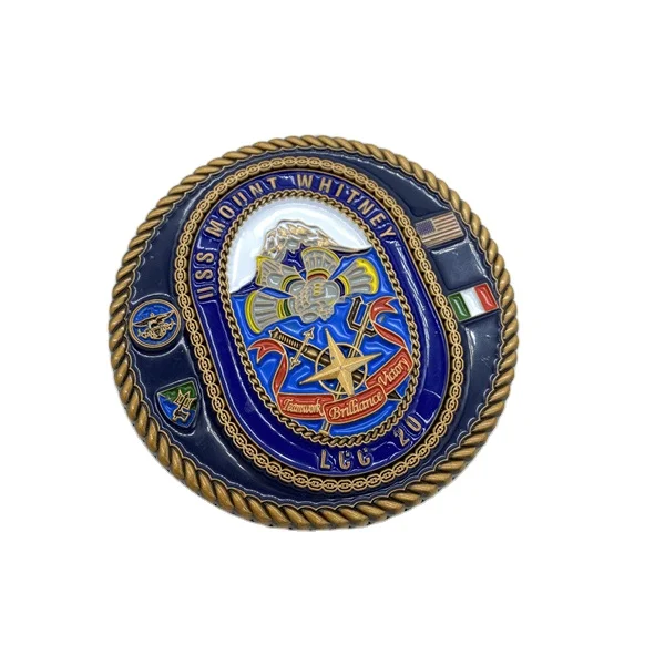 Metal crafts antique bronze challenge coin 3D anniversary navy chief coin with printing sticker