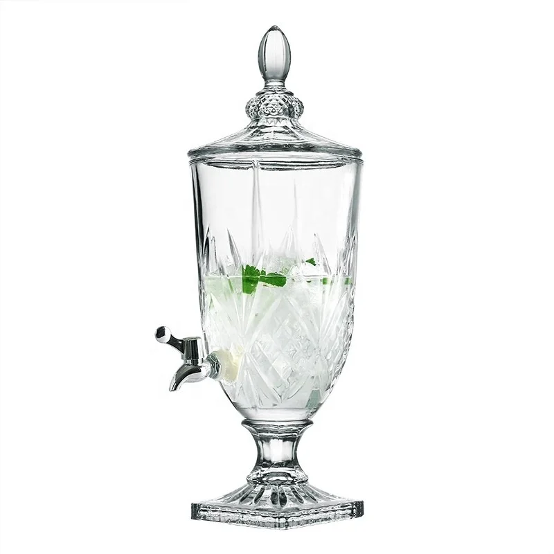Hot Selling Glass Juice Dispenser Set  For Party Wedding Camping Custom Engraved Water Dispenser Fruit Infuser Drink Dispenser