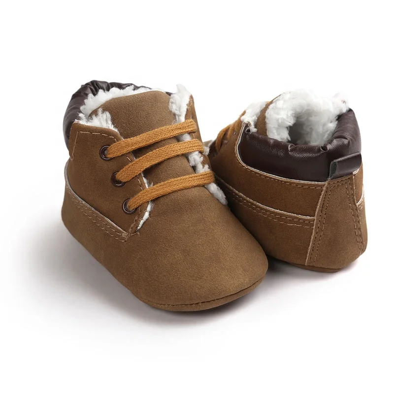 
WONBO New Infant Classic Baby Shoes Toddler Kids Winter Newborn Baby Boots First Walkers Crib Shoes Lace up Snow Boots 
