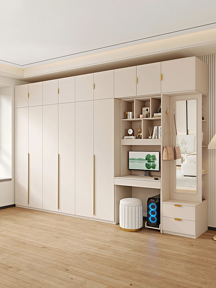 Modern Wood Veneer Clothing Cabinets or Large Wardrobe Clothes Storage Knock-down Bedroom Locker