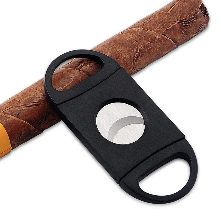  Оптовая продажа логотип на заказ двухлопастная гильотина Cohiba резак для сигар черная настольная Пластиковая крышка