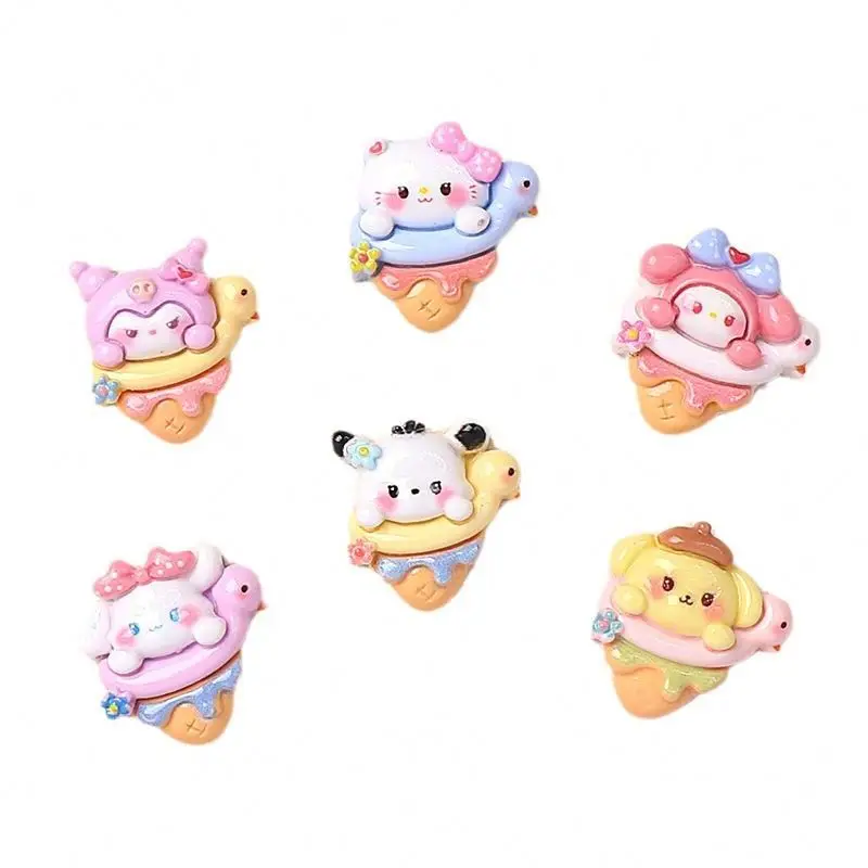 Мультяшное мороженое из смолы шармы Sanrio плавание милый Сделай Сам декор для телефона чехол заколка волос