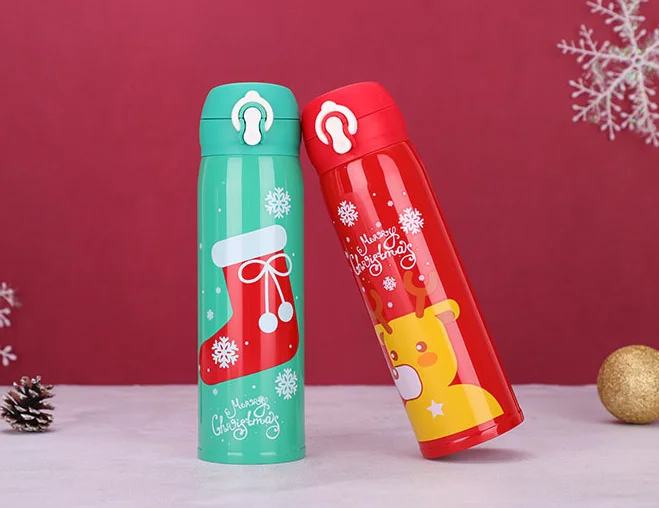 Double walled vacuum thermos flask Bounce with the cup 304 stainless steel mug fashion hand cup cupping cup one button open