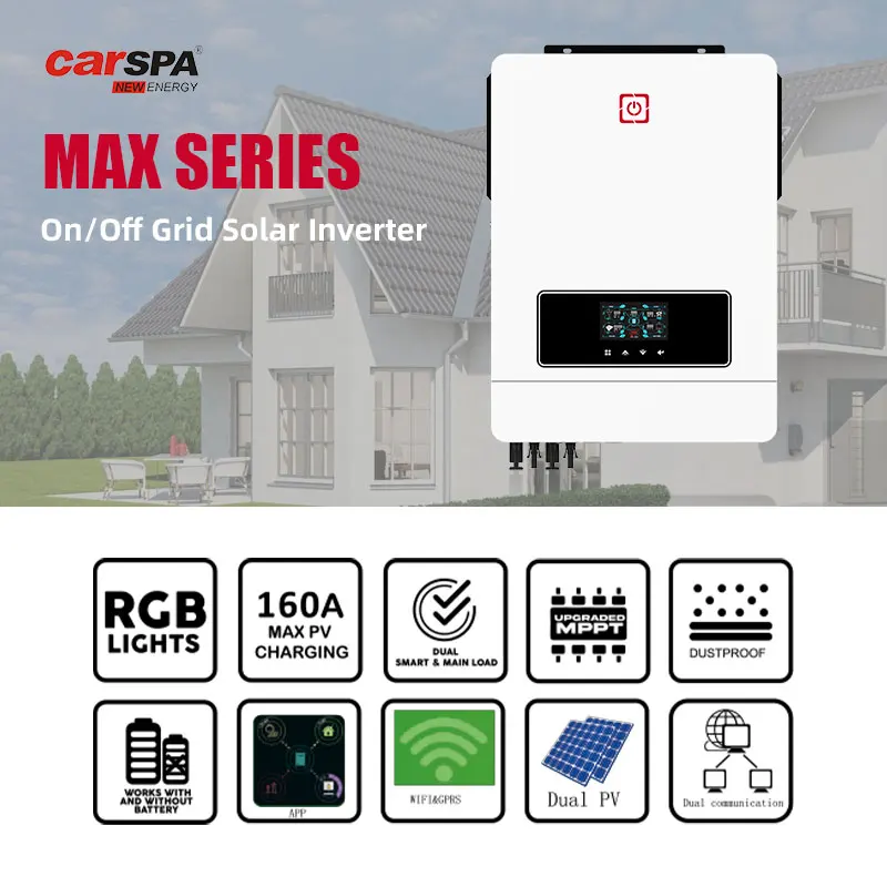 Carspa Hybrid Solar  8.2KW 10.2KW On Off Grid MPPT Hybrid Solar Inverter 8KW 10KW