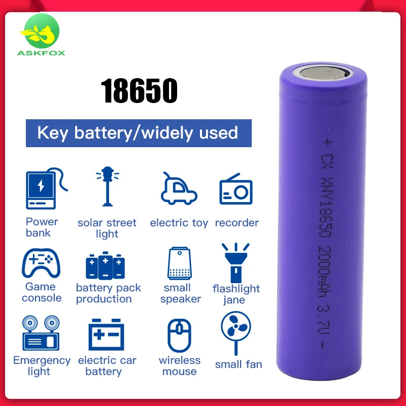 2023 New Flat Head 18650 Lithium Battery 3.7V 3600 Hair Clipper Charging Small Fan Strong Light Flashlight Rechargeable Battery