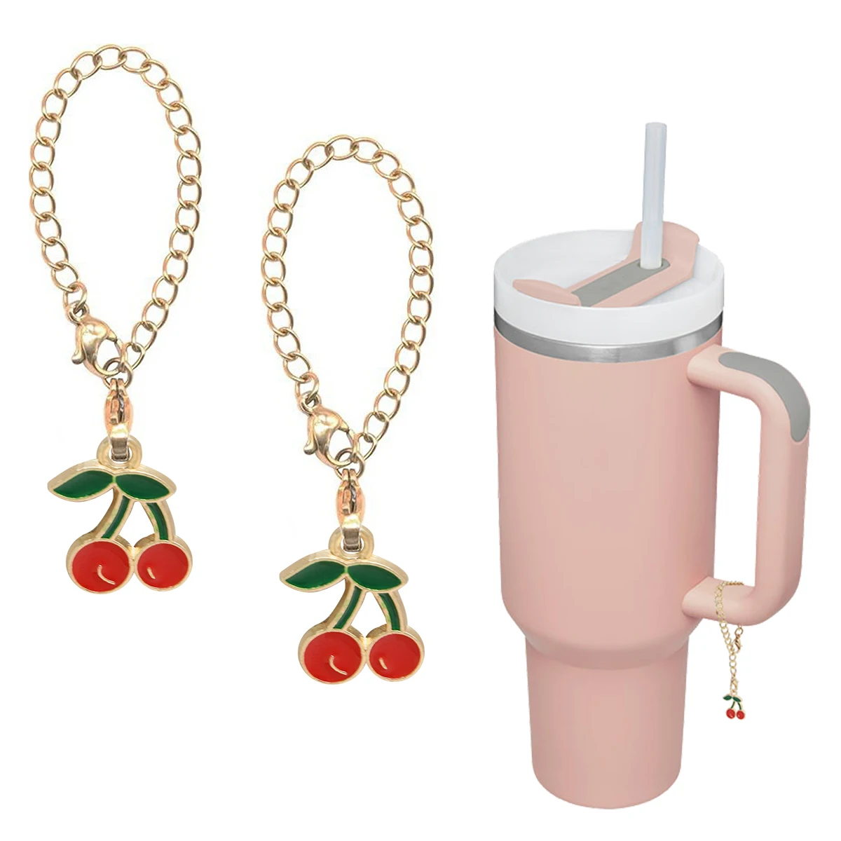 Personalized Id Initial Chain Tumblers Water Bottle Letter Charm Cherry Charm Water Bottle Accessories