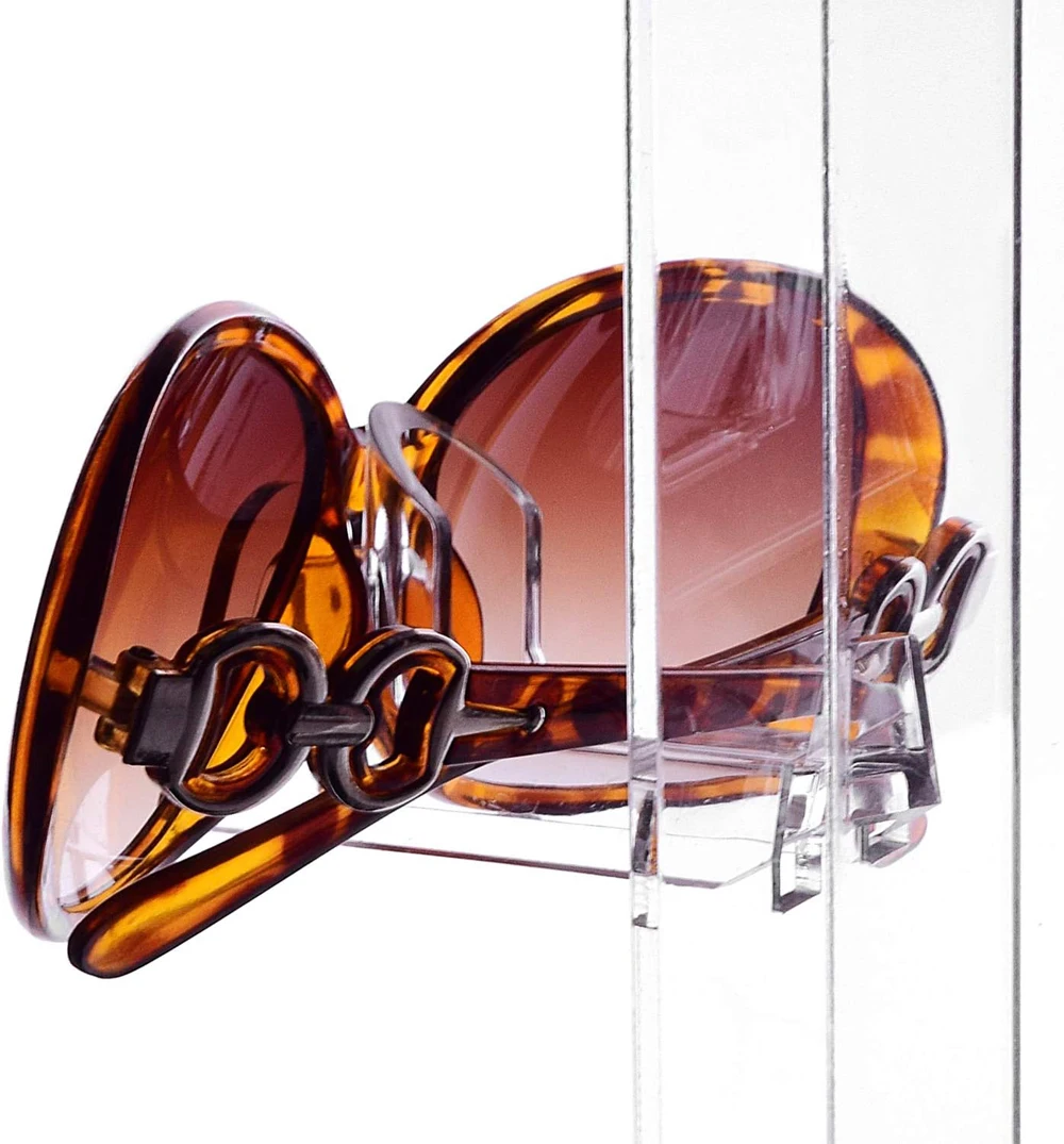 360 Degree Rotating Clear Acrylic Sunglasses & Eyewear Holder Display Eyeglasses Organizer Stands Rack