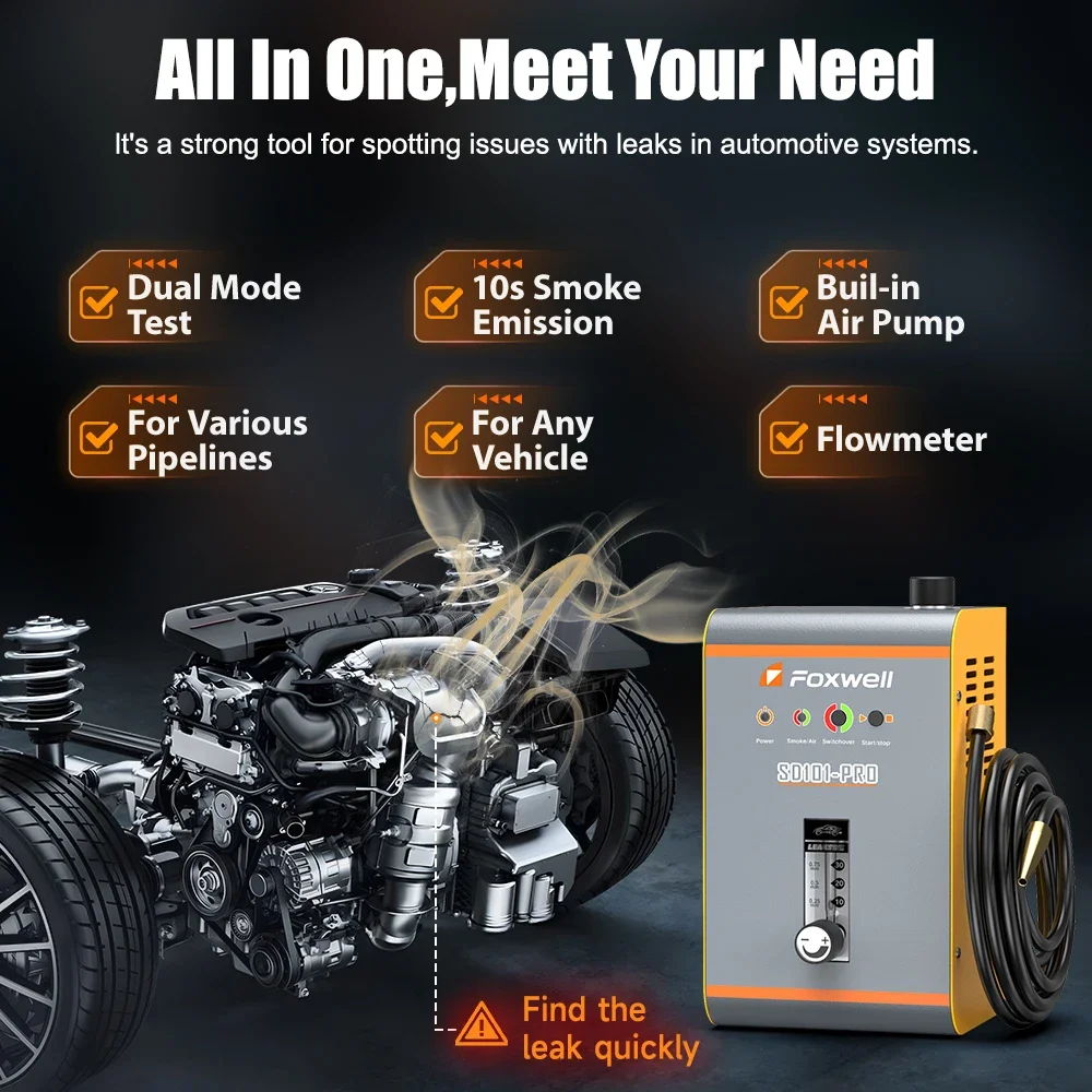 FOXWELL SD101 PRO Car Smoke Leak Detector 12V Automotive Smoke Generator Gas Leakage Locator EVAP Pipe Leak Locator Analyzer