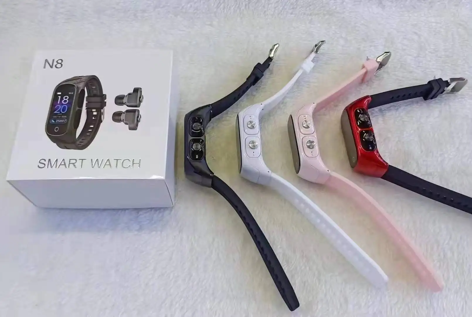 
2 in 1 TWS earphone smart bracelet smart watch music call remindermen women smartwatch earbuds N8 